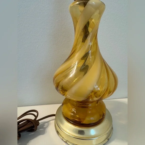 Mid Centry Modern Amber and White Swirl Murano 1960s’s Lamp Glass Empoli - Picture 2 of 11